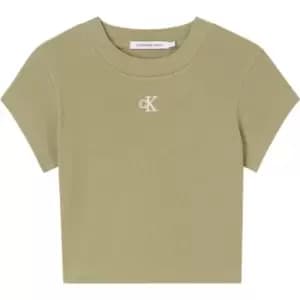 Calvin Klein Jeans Rib Cropped T Shirt - Green