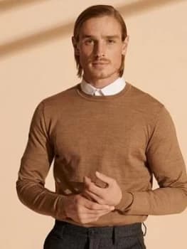 Superdry Merino Lightweight Crew Jumper, Beige Size M Men