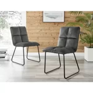 Menen Dark Grey Fabric Black Leg Dining Chairs (set of 2)