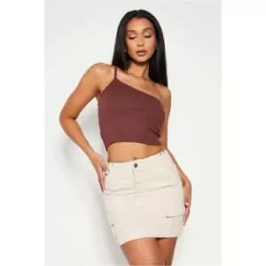 I Saw It First Stone Cargo Denim Skirt - Brown