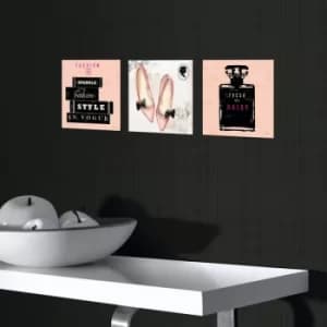 3BT043 Pink Black Fuchsia White Grey Decorative MDF Painting (3 Pieces)