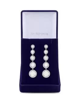 Jon Richard Rhodium Plated Graduated Halo Earrings - Gift Boxed, Silver, Women