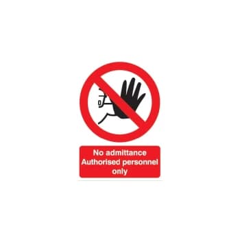No Admittance Authorised Personnel Only Rigid PVC Sign - 148 X 210MM