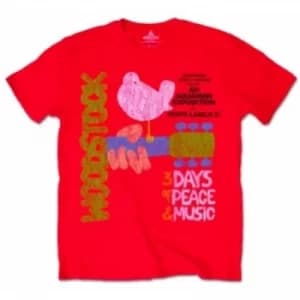 Woodstock Classic Vintage Poster Mens Red TS: Large