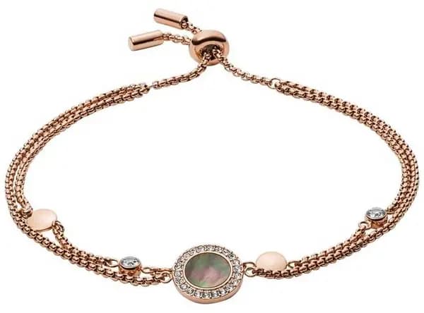 Fossil JF02951791 Womens Rose Gold Tone Grey Mother Of Jewellery