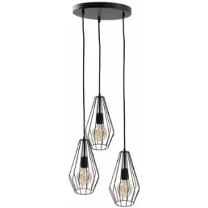 Keter Lex Cluster Pendant Ceiling Light Black, 32cm, 3x E27