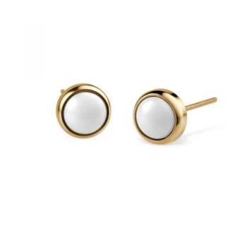 Ladies Bering Ceramic Pearl & Link Earrings