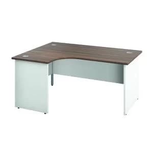 Jemini Switch Radial Left Hand Desk 1800x1200x730mm Dark WalnutWhite