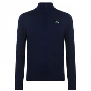 Lacoste Quarter Zip Knit Pullover - Navy