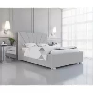 Khuduro Bed King Plush Velvet Silver