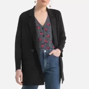 Long Faux Suede Jacket with Buttons