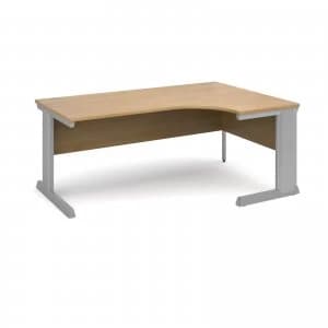Vivo Right Hand Ergonomic Desk 1800mm - Silver Frame Oak Top