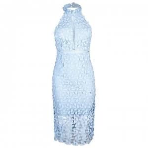 Bardot Gemma Lace Halter Neck Dress - Pastel Blue