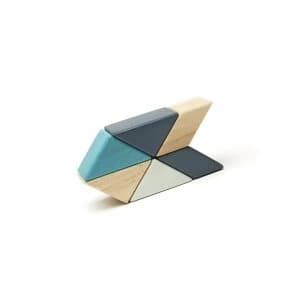 6 Piece Tegu Pocket Pouch Prism Magnetic Wooden Block Set Blues