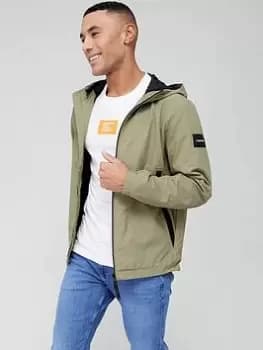 Calvin Klein Crinkle Nylon Hooded Blouson Jacket, Khaki, Size 2XL, Men