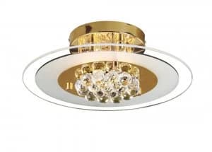 Flush Round 4 Light French Gold, Glass, Crystal