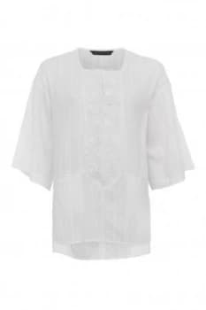 French Connection Oni Cotton Embroidered Blouse White