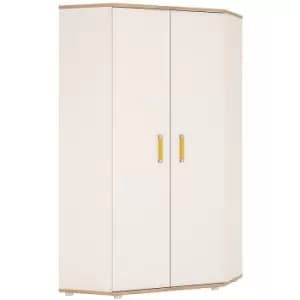 4Kids Corner Wardrobe in Light Oak and white High Gloss (orange handles) - Light Oak and white High Gloss (orange handles)