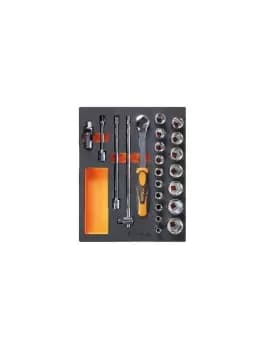 Beta Tools M96 22pc 1/2" Dr AF Socket & Accessory Set Soft Tray for Roller Cabs
