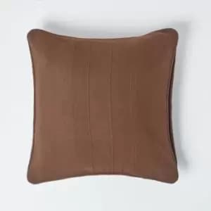 Cotton Rajput Ribbed Chocolate Cushion Cover, 45 x 45cm - Brown - Homescapes