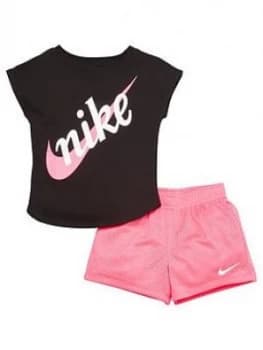 Nike Sportswear Younger Girls Script Futura Shorts Set - Pink