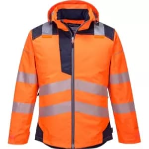 Portwest PW3 Hi Vis Winter Rain Jacket Orange / Navy 2XL