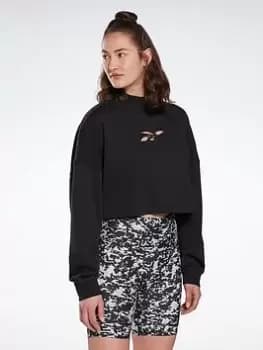 Reebok Studio Vector Knit Crew Sweatshirt, Black, Size S, Women