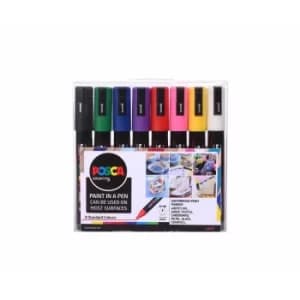 Uni Posca Marker Pen 1.8-2.5mm Bullet Tip PC-5M Pack of 8 Assorted, Assorted