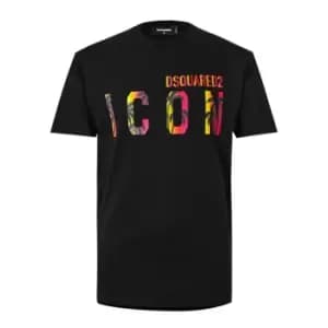 DSQUARED2 Icon Palm Tree T Shirt - Black