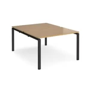 Bench Desk 2 Person Starter Rectangular Desks 1200mm Oak Tops With Black Frames 1600mm Depth Adapt