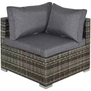 Outsunny - Rattan Corner Sofa Garden Rattan Furniture Single Sofa Chair w/ Cushion