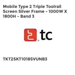 Tc Mobile Type 2 Triple Toolrail Screen Silver Frame - 1000W x 1800H - Band 3