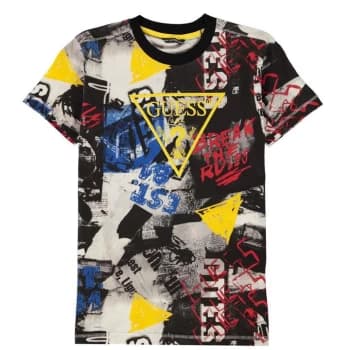 Guess AOP Triangle Logo T Shirt - Multi