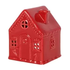 Red Gingerbread House Ceramic Tea Light Holder