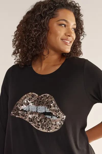 Evans Sequin Embellished Top Black
