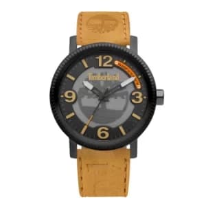 Timberland Camel Leather Strap Watch with Black Dial