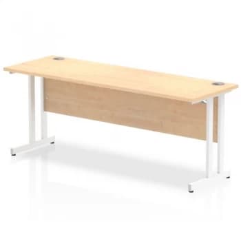 Trexus Rectangular Slim Desk White Cantilever Leg 1800x600mm Maple Ref