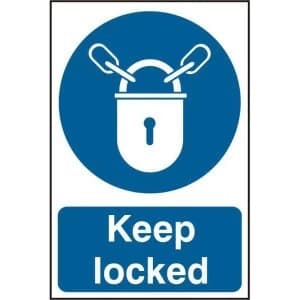 ASEC Keep Locked 200mm x 300mm PVC Self Adhesive Sign