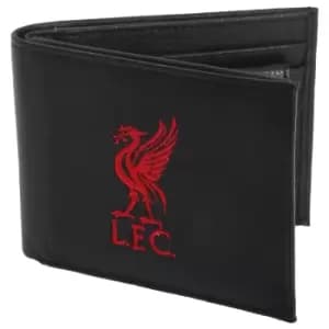 Liverpool FC Mens Official Leather Wallet With Embroidered Football Crest (One Size) (Black)