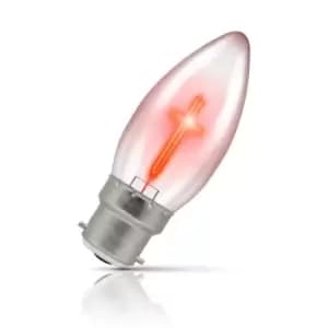 Crompton Lamps LED Candle 1.2W B22 Crucifix Cross Red Clear