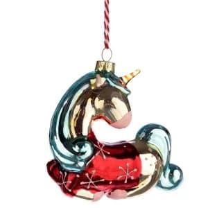 Enchanted Rainbows Unicorn Glass Christmas Bauble