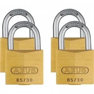 Abus 65 Series Brass Padlock Pack of 4 Keyed Alike 30mm Standard 33664