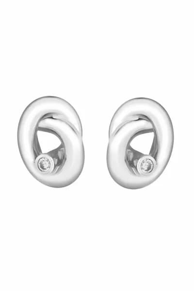 Rhodium Plated Crystal Knot Earrings