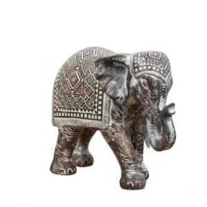 Patterned Ebony Finish Elephant Ornament