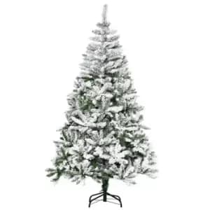 Snow Flocked Artificial Christmas Tree with Realistic Branches 6ft, Green