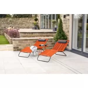 Rio Set of 2 Garden Sun Loungers - Orange