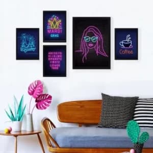 SET_069 Multicolor Decorative Framed Painting (5 Pieces)