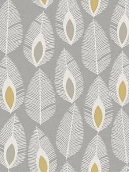 Arthouse Glam Feather Grey Wallpaper