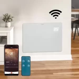 Devola Designer 1.5kW WiFi Compatible Glass Panel Heater White LOT 20 Compliant - DVPW1500WH