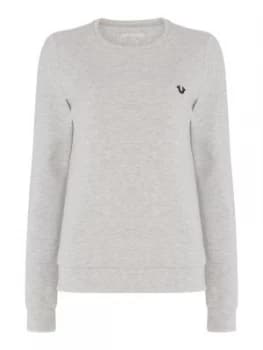 True Religion Crew Neck Sweater With Zip Detail Grey Marl